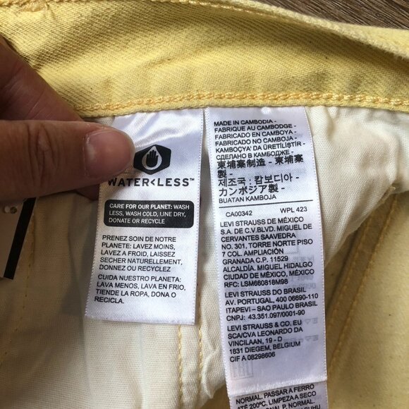 Levi's501 Vintage Jeans Cotton100 Yellow W27L26 Cropped Straight Leg MushroomTag - Picture 8 of 15